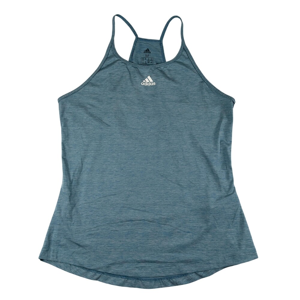 Adidas Tank Top Womens Medium Blue AEROREADY Racerback Athletic Logo